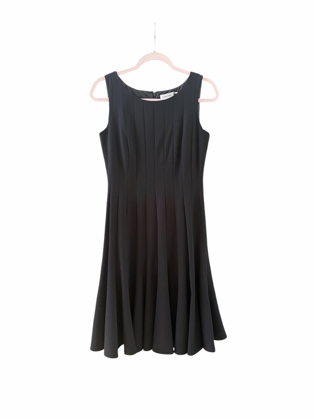 Calvin Klein Sleeveless Black Pleated Dress